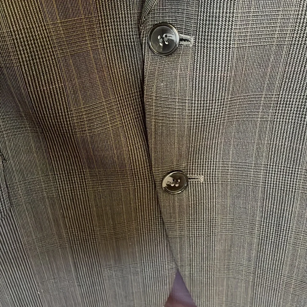 GIANFRANCO RUFFINI  100% wool suit blazer jacket grey quite plaid pattern 42R
